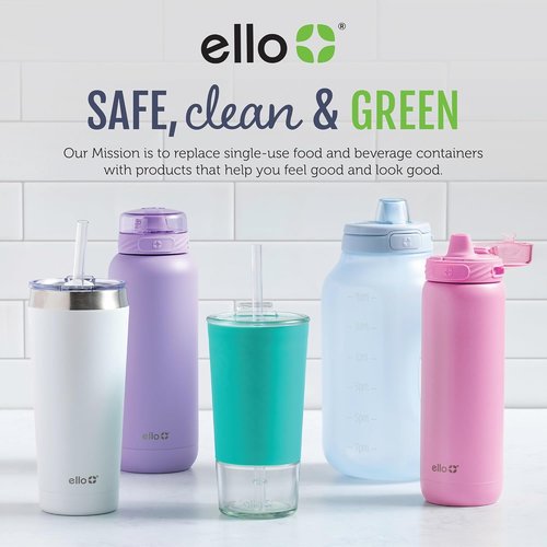 Ello Duraglass 2-Cup Reusable Glass Container Jar - Leak-Proof Lids & Silicone Sleeves | BPA-Free, Dishwasher Safe