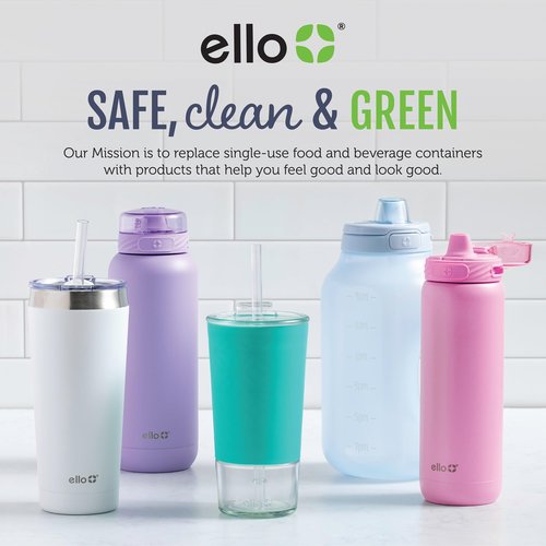 Ello 2 Pack 16oz Stainless Steel Stacking Cups with Easy Press Lids | Pint Size Reusable Tumblers for Parties, Home, Camping, Outdoor | Keeps Cold for 16 Hours, Dishwasher Safe | Bows & Flowers