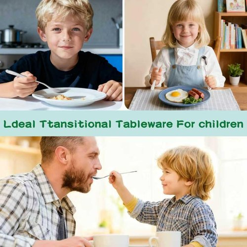 CMSFAM Stainless Steel Toddler Utensils Set - 12 Pieces Kids Silverware Set Children Safe Food Grade Small Forks and Spoons Dishwasher Safe Mirror Polished