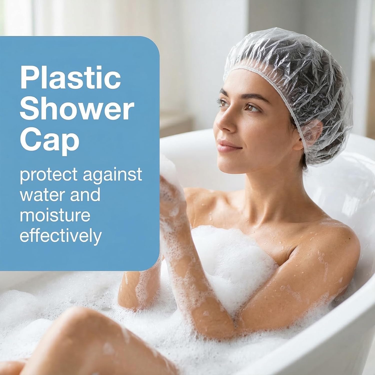 MAQIHAN Disposable Shower Caps - Large Waterproof Hair Caps for Deep Conditioning | Reusable Plastic for Travel