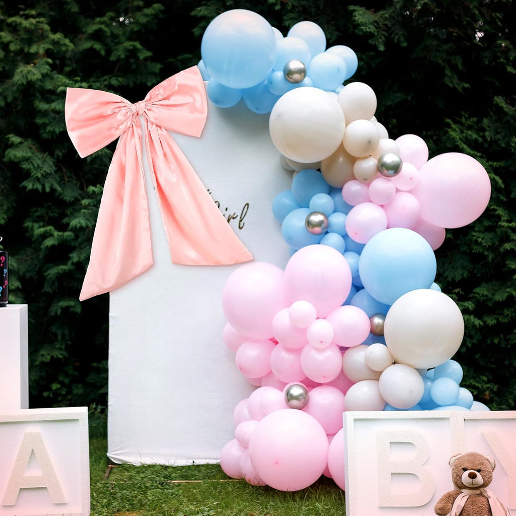 Wavwavw Pink Large Bow Decor - Giant Satin Ribbon Tie for Party & Wedding Backdrop | 24 x 18 Inches