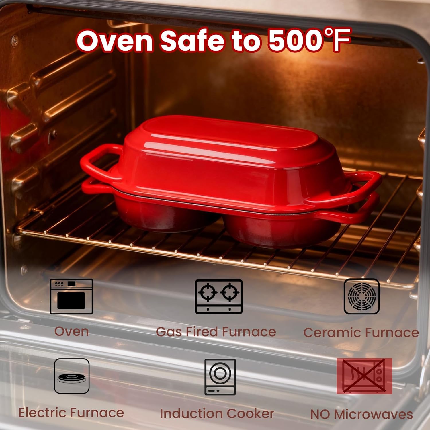 YONILL Mini Double Dutch Oven - Enameled Cast Iron Pot with Lid & 5" Banneton Proofing Basket (Red)