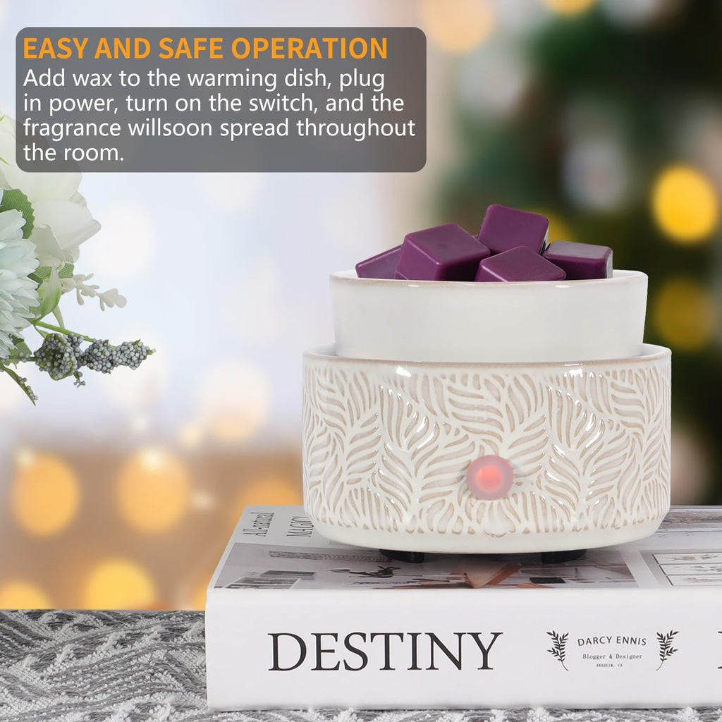 copinpin Electric Wax Melt Warmer 4-in-1 Candle Warmer for Scented Wax Melter Cute Ceramic Fragrance Wax Burner for Home Office Bedroom Deco Gift for Women White