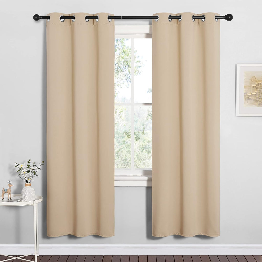 NICETOWN Room Darkening Curtain Panels - Thermal Insulated Grommet Drapes, Biscotti Beige, 2 Panels (W34 x L72)