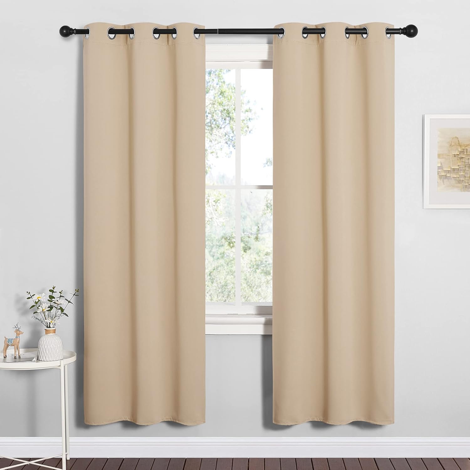 NICETOWN Room Darkening Curtain Panels - Thermal Insulated Grommet Drapes, Biscotti Beige, 2 Panels (W34 x L72)