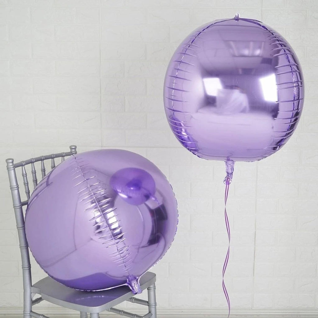 Skiennix 22-Inch Round Foil Balloons - 6 Pcs Metallic Pink & Purple for Birthday & Wedding Decor