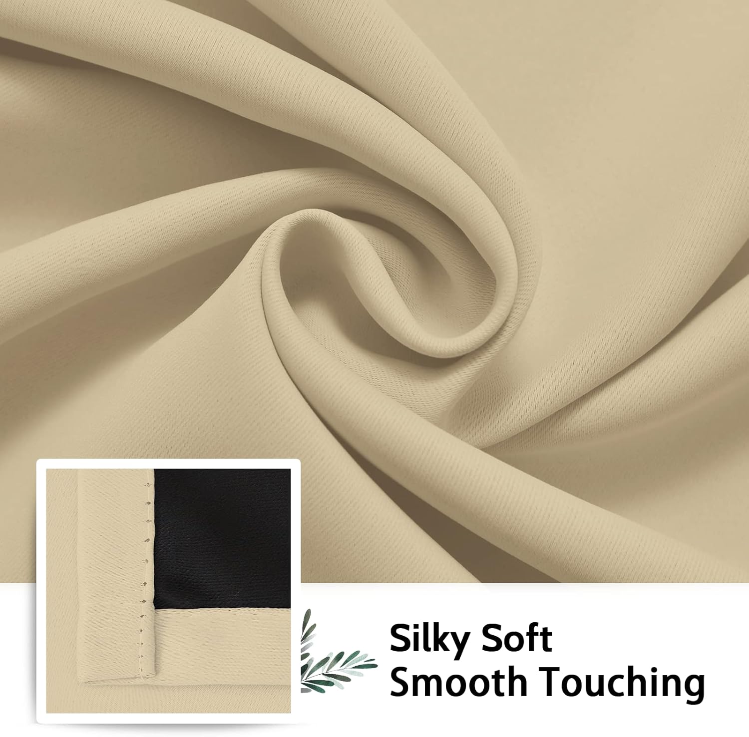 SimpleHome 100% Blackout Curtains - Thermal Insulated Grommet Drapes for Bedroom & Living Room | Beige, 52 x 84 Inch, 2 Panels