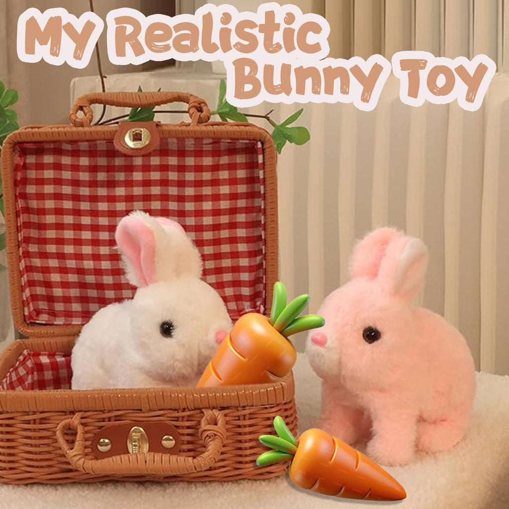 Realistic Bunny Toy by My Realistic - Interactive Hopping Bunny with Jumping, Twitching Ears | Pink