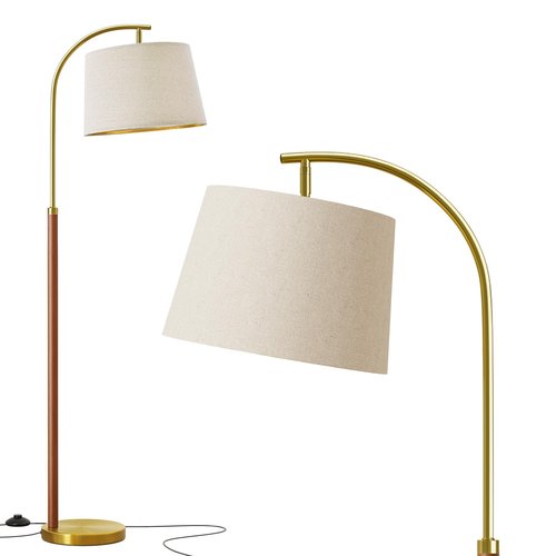 G-SAFAVA 62.5" Wood Floor Lamp for Living Room Gold with Foot Switch Arc Standing Tall Lamps for Bedroom Mid Century Modern Corner Floor Lamps for Office Nursery Industrial Reading Light Room Lamp