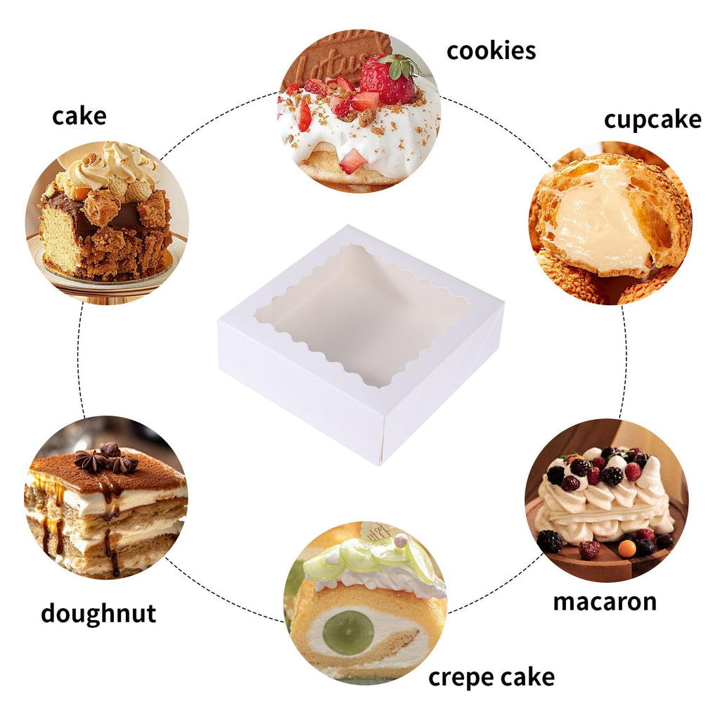 PFAMKEER 24 pcs12x12x3 Inch Bakery Boxes with Window, White 12 inch Cake Pastry large Pie Cookie Box for Dessert,strawberry,Chocolates Boxes