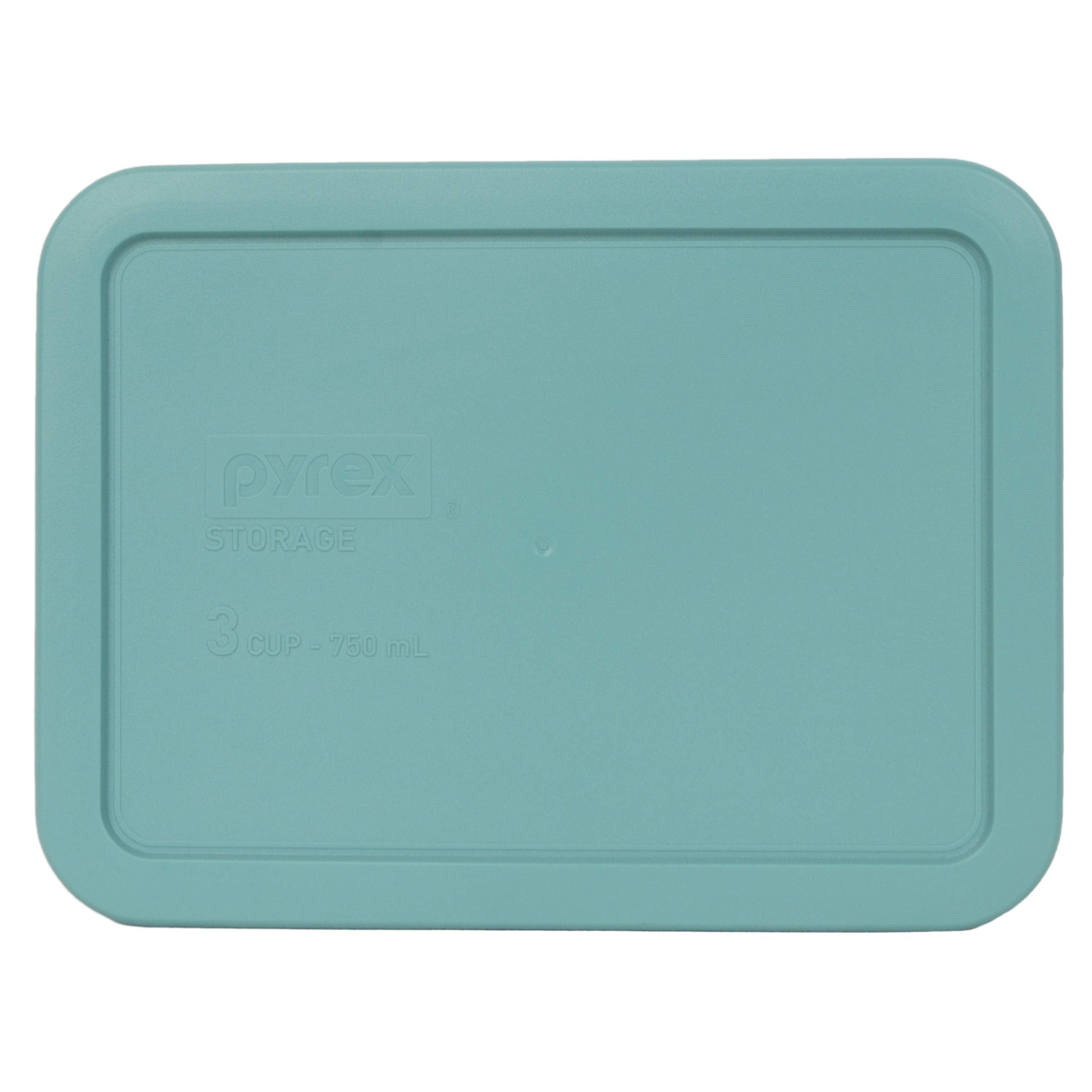 Pyrex 7210-PC 3-Cup (1) Purple, (1) Turquoise, & (1) Edamame Green Food Storage Replacement Lids - Made in USA
