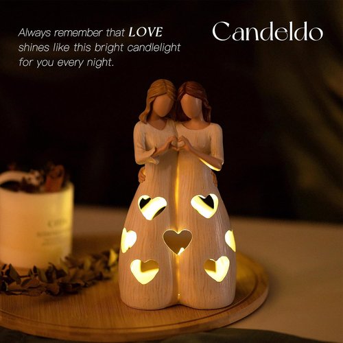 Candeldo Sister Birthday Gifts - Unique Candle Holder Figurine for Women | Meaningful Home Decor
