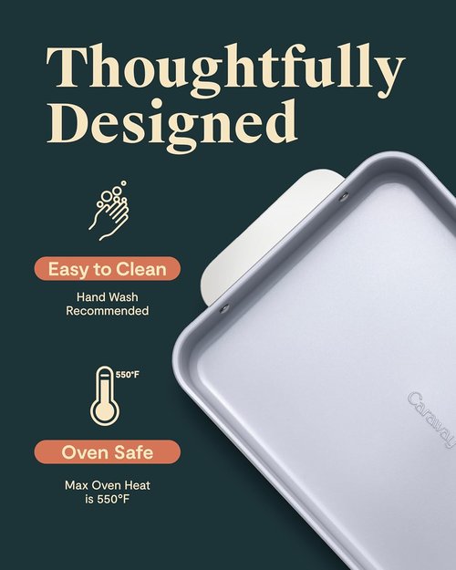 Caraway Non-Stick Ceramic 9”x13” Rectangle Pan Duo - Naturally Slick & Non-Toxic - Perfect for Brownies, Lasagnas & More - Perracotta