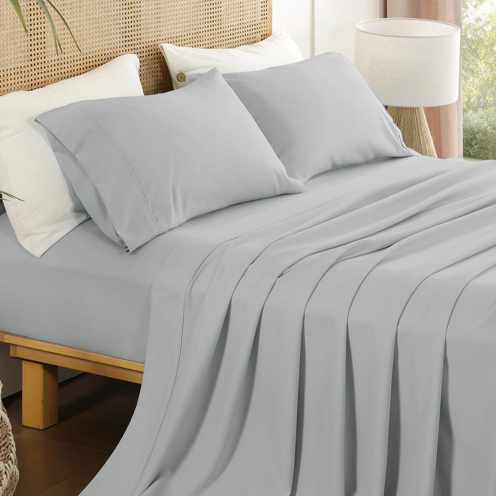 Dreava Grey Twin Sheet Set - Soft Breathable Microfiber Bed Sheets with Extra Deep Pocket, Luxury Hotel Cooling Bedding, Oeko-Tex Certified Wrinkle Free 3 Piece