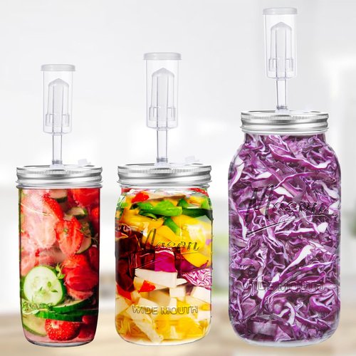 Galssmagic 32 oz Fermentation Jar,2 Pack Fermentation kit with Fermenting Weights and Airlocks,Pickle Jar for Fermenting,Pickling,Canning,Mead Making