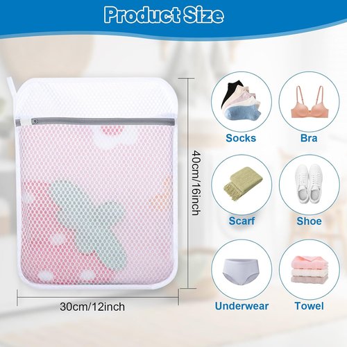 Durable Honeycomb Mesh Laundry Bags by Skiennix - 6-Pack Delicate Wash Bags with Sturdy Zippers | 12x16 Inches for Home, College & Dorm