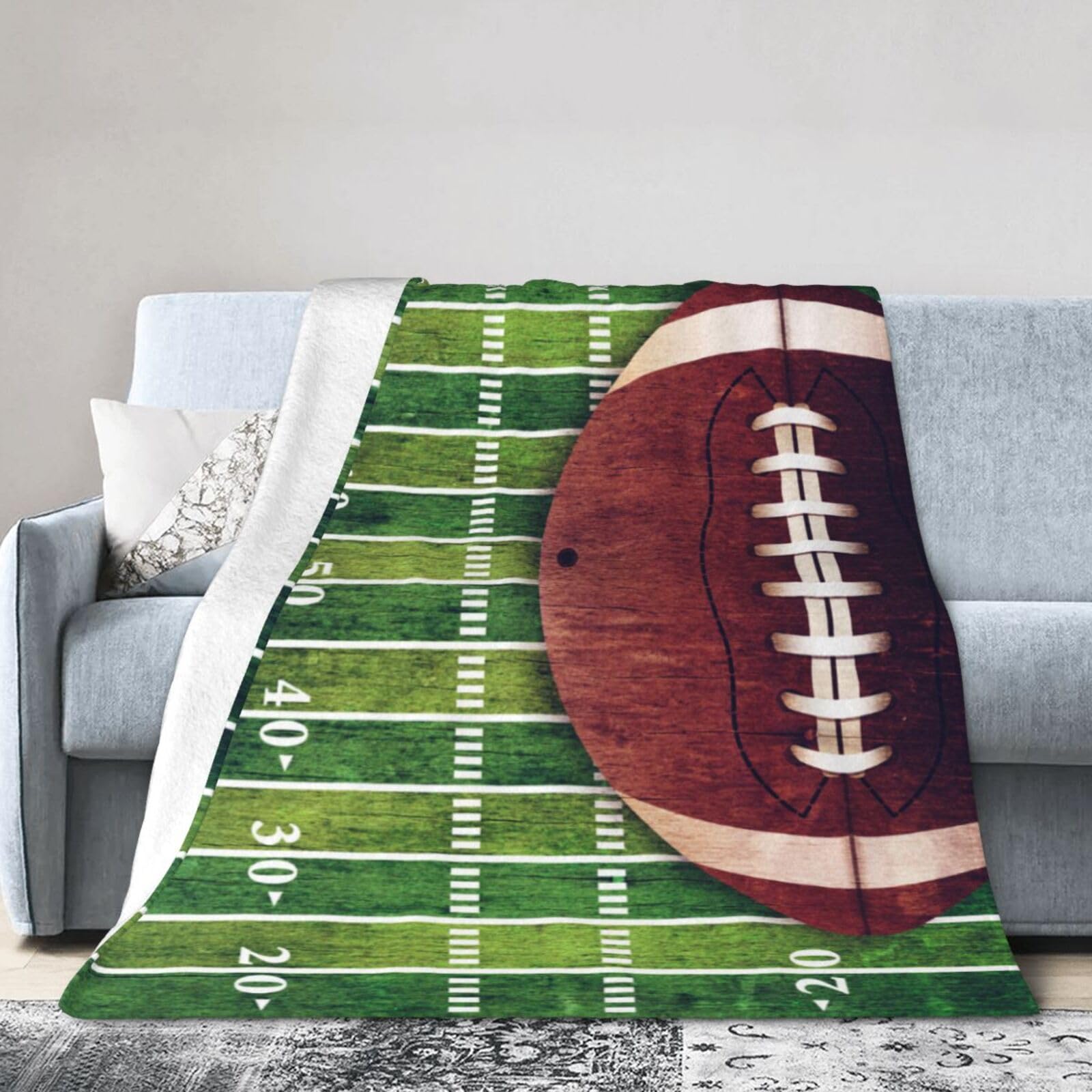 Football Blanket Soft Warm Throw Blanket for Couch Lightweight Cozy Bed Blankets & Throws for Living Room Decor Gifts for Kids 50"x40"