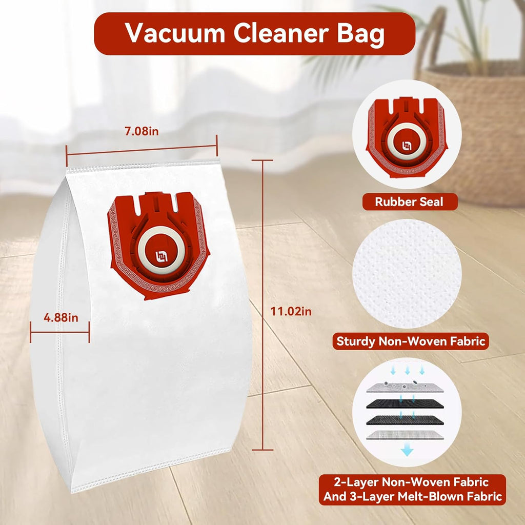 WAIKAS AirClean 3D Vacuum Cleaner Bags - Pack of 2 for Miele FJM/GN Vacuum Models | Red