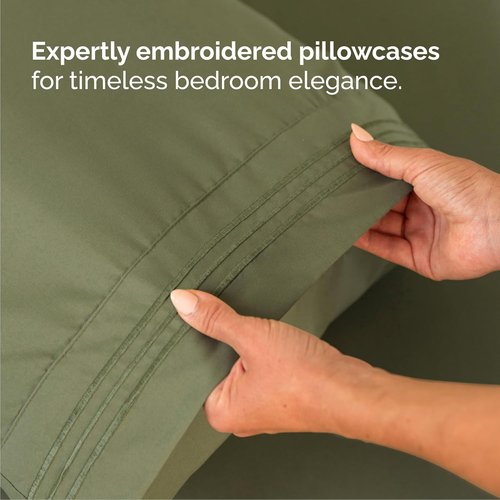 Cal King Size 4-Piece Sheet Set | Skiennix Comfy Breathable Cooling Bed Sheets - Luxury Hotel Quality - Deep Pockets, Soft & Wrinkle-Free - Sage Green