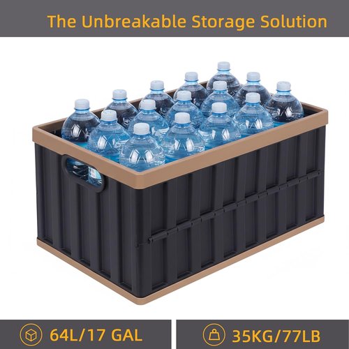 Citylife 64L Collapsible Storage Bins - Heavy Duty Plastic Containers for Organizing | 2 Pack