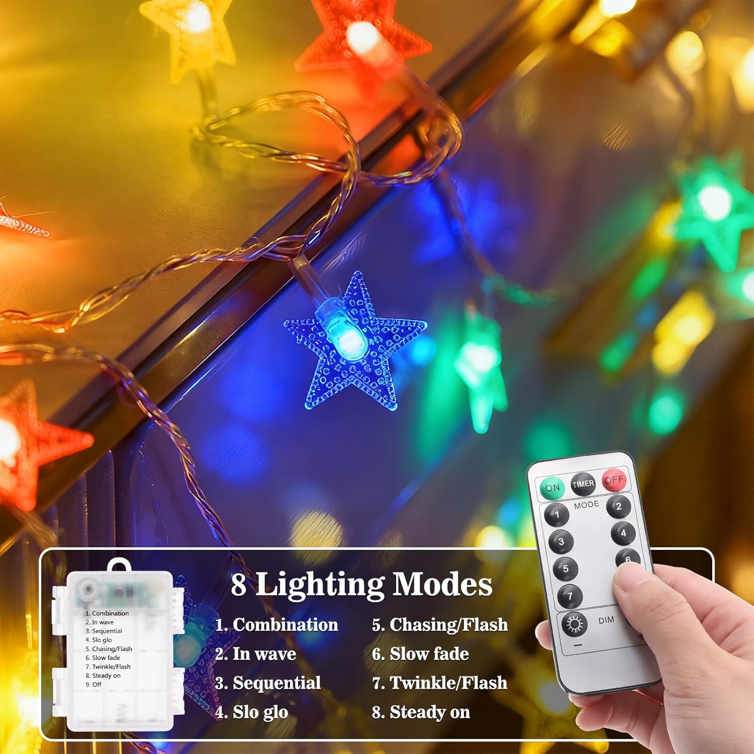 Star String Lights - 33ft 100 LED Waterproof Fairy Lights | 8 Modes for Indoor/Outdoor Decor