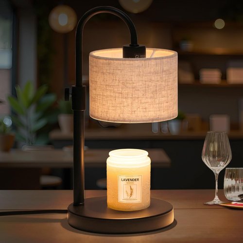 FINCMY Candle Warmer Lamp - Dimmable Wax Warmer with Timer & 2 Bulbs | Stylish Home Decor Gift (Linen-Upgraded)