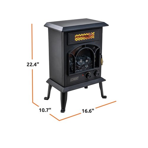 EZ-Heat Electric Fireplace Space Heater with Flame Effect, Adjustable Thermostat, Dual Heat Settings, and Overheat Protection, MT1288