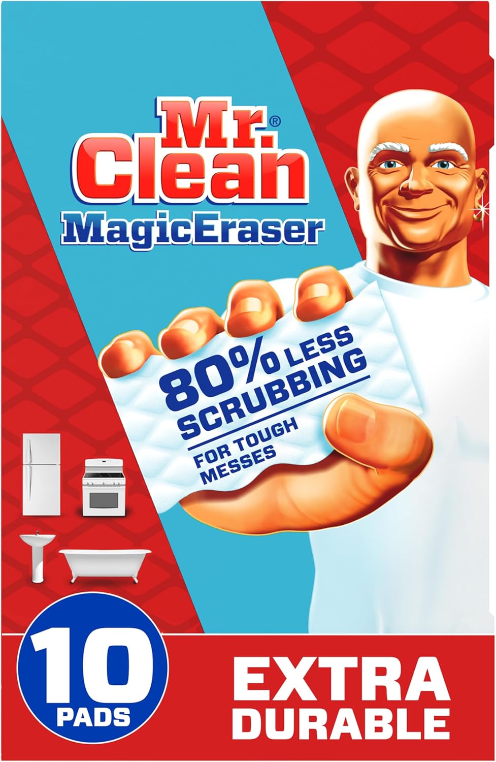 Mr. Clean Magic Eraser - Extra Durable Multi-Purpose Cleaner | 10 Count Pack of 4