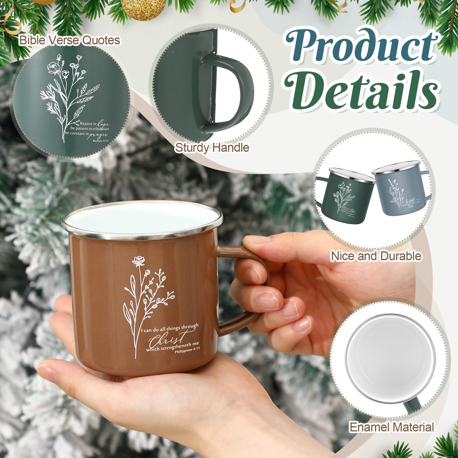 Gandeer 20 Pcs Easter Christian Coffee Mugs Bulk 12 oz Religious Bible Verse Quotes Enamel Mug for Easter Staff Coworker Teacher Nurse Social Worker Volunteer Sunday School Church