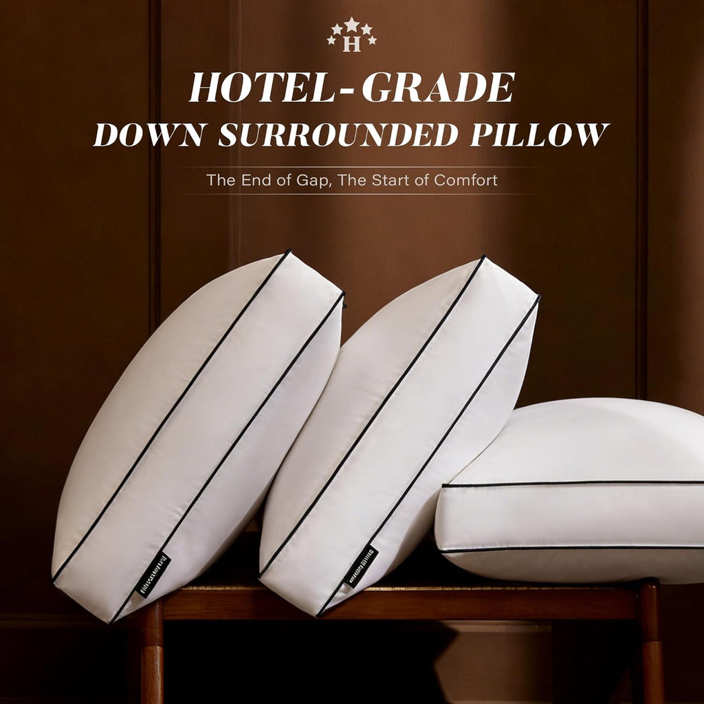 Regine Switzerland Goose Feather Down Pillows - Plush Queen Size Set of 2 for Ultimate Comfort | 20x30 in.