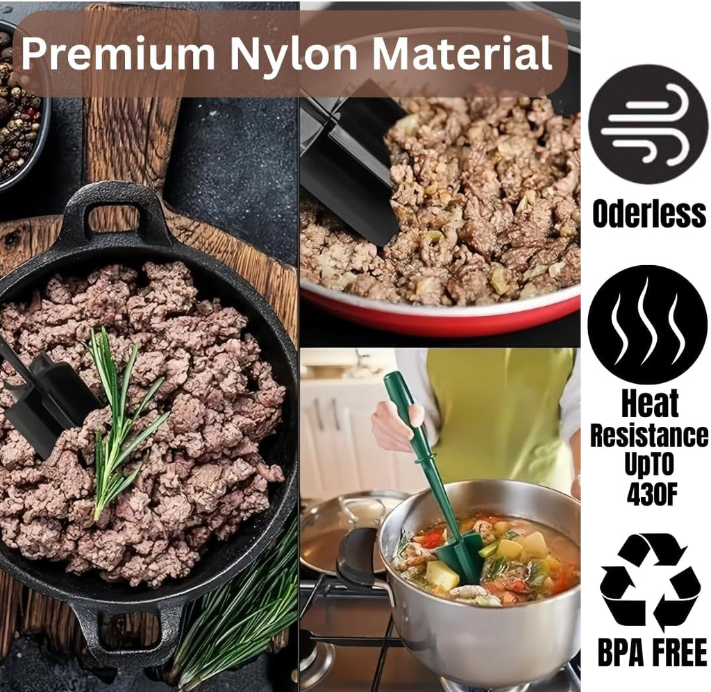 Meat Chopper - Premium Nylon Hamburger Smasher & Potato Masher for Easy Cooking | Heat Resistant Tool