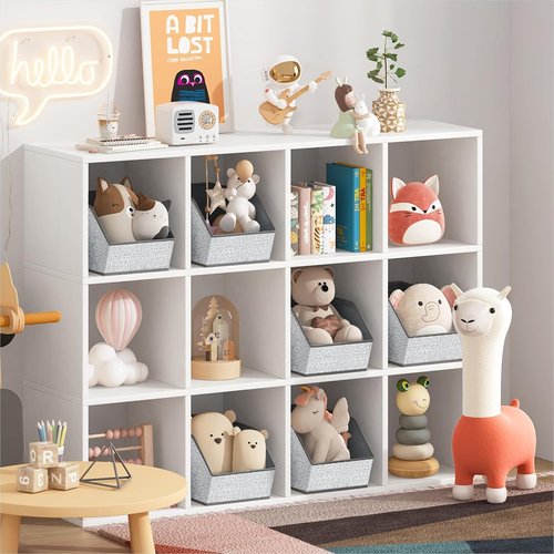 Homsorout Large Closet Storage Cubes - Dual Handle Bins for Clothes & Toys | Light Gray, 4 Pack