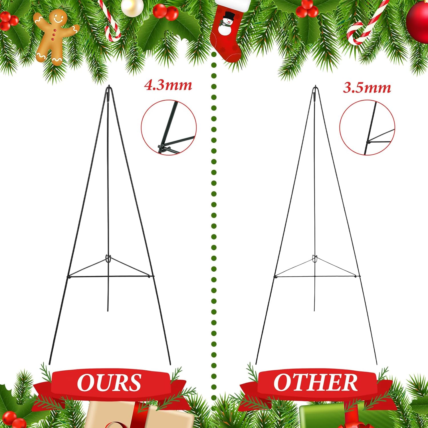 Soaoo Christmas Wreath Stand - Metal Easel for Cemetery Grave Flower Holder | 30-Inch Gravestone Decor
