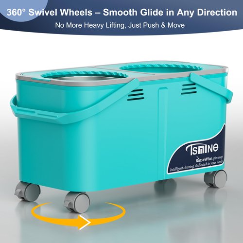 Easy-Use Spin Mop for Cleaner, Controlled Rinsing, Clean & Dirty Water Separation Mop Bucket for Pet & Family Homes,360° Swivel Wheels, Safe for Hardwood & Tile, Adjustable Handle,6 Reusable Mop Heads
