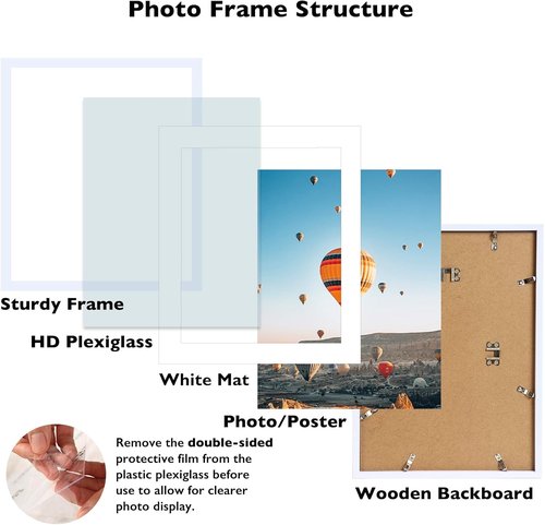 JCJMY 20x25 Picture Frame - Display 16x20 Photos with Mat or 20x25 Without Mat | White Wall Hanging Design