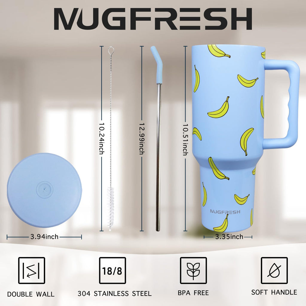 Butterfly Tumbler, Butterfly Gifts for Women 40 oz Insulated Tumbler with Handle and Straw Cup Holder Friendly Travel Mug Stainless Steel Water Bottle