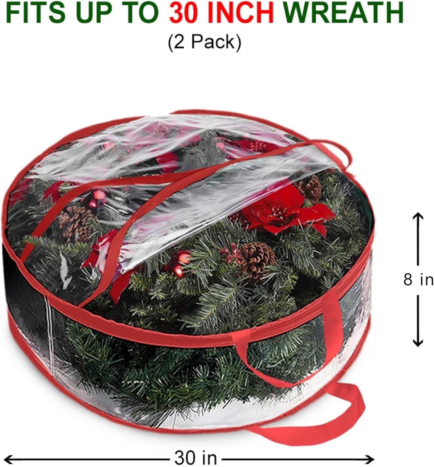 ProPik Christmas Wreath Storage Bag - Waterproof 30" Clear PVC Container | 2 Pack for Holiday Decor