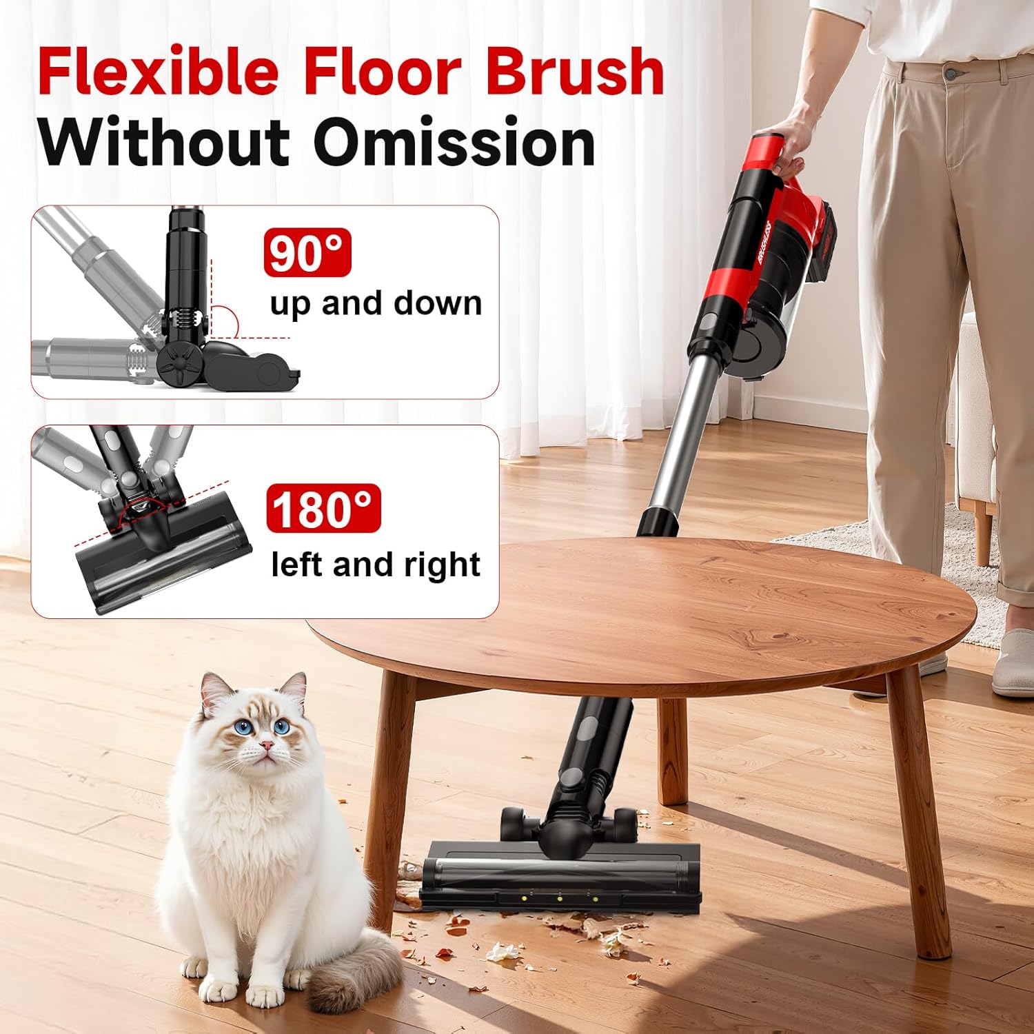 Skiennix 700W Cordless Vacuum Cleaner - 6-in-1 Lightweight Stick with 3 Suction Modes | Portable for Pet Hair & Hardwood Floors