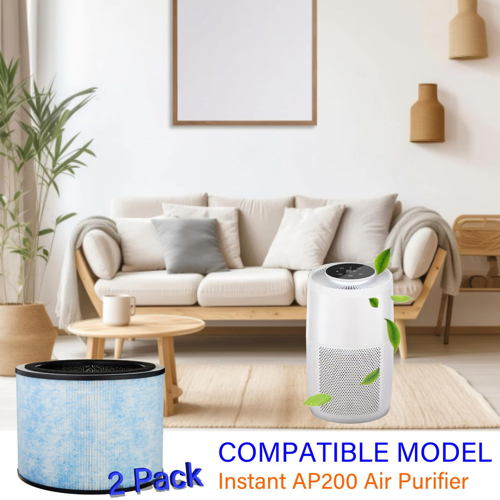 2 Pack AP200 Replacement Filter for Instant AP200 Air Purifier, 3 IN 1, H13 True Hepa with High-Efficiency Activated Carbon and Pre-Filter, Compare to F200 Filter