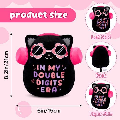 LSYDCARM 10 Year Old Girl Gifts, in My Double Digits Era Black Cat Plush for 10th Birthday, Black Cat Stuffed Animal Birthday Gifts for 10 Year Old Girl