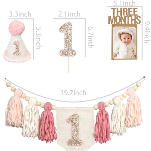 Handmade 1st Birthday High Chair Banner Birthday Decorations for Baby Boy with Garland Crown Hat Wild One Cake Topper Baby Photo Banner for Boy Wall Hangings Decorations