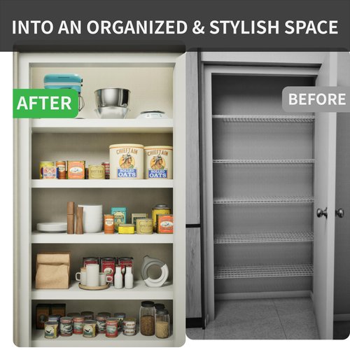 VOYALUYA Wire Shelf Cover 24 X 12 Inch Wire Rack Cover Wood Shelf Covers for Pantry Shelving Closet Shelves Organization(White,5 Pack)