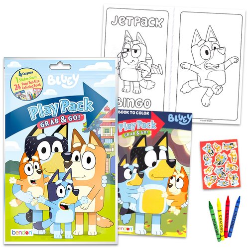 Bluey 12 Activity Play Packs for Boys, Girls - Mini Coloring Books, Loot Bags, Travel Activity Set - Bluey Party Favors for Kids