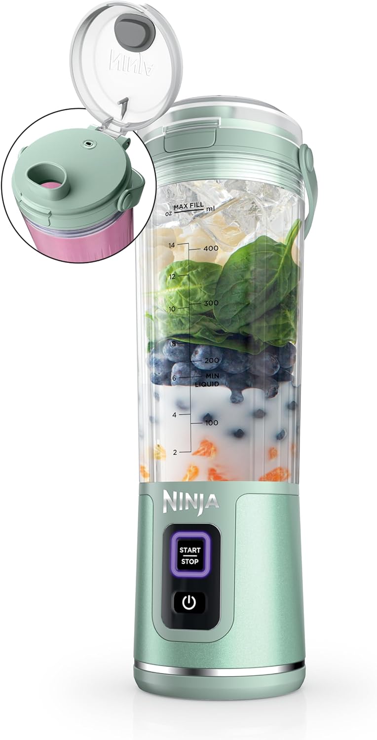 Ninja Blast Portable Blender - Cordless 18oz Personal Blender for Smoothies & Shakes | BPA-Free, USB-C Rechargeable, Tinted Mint