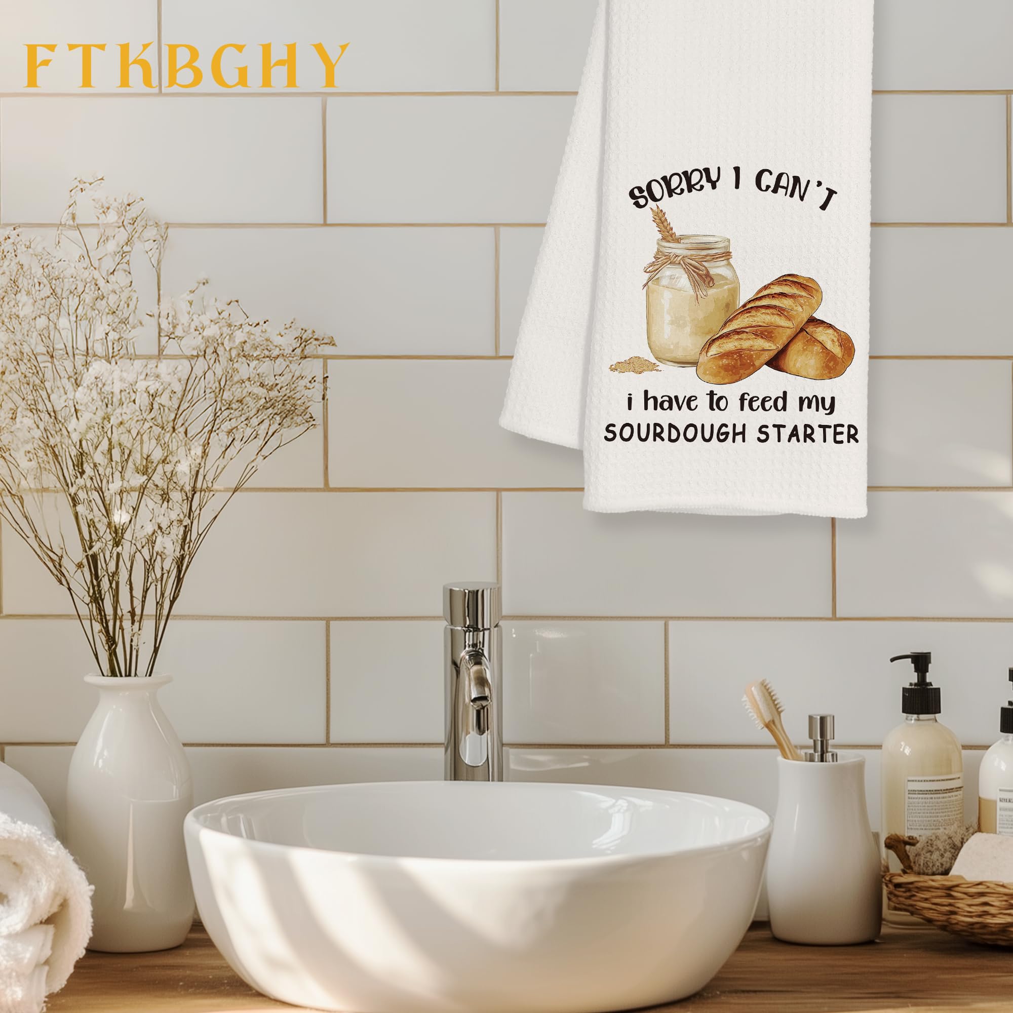 FTKBGHY Funny Baking Gifts Kitchen Towels, Gifts for Sourdough Bread Bakers Baking Lovers, Baker Gift Decorative Dish Hand Tea Towels for Bakery Kitchen, 16x24 Inch