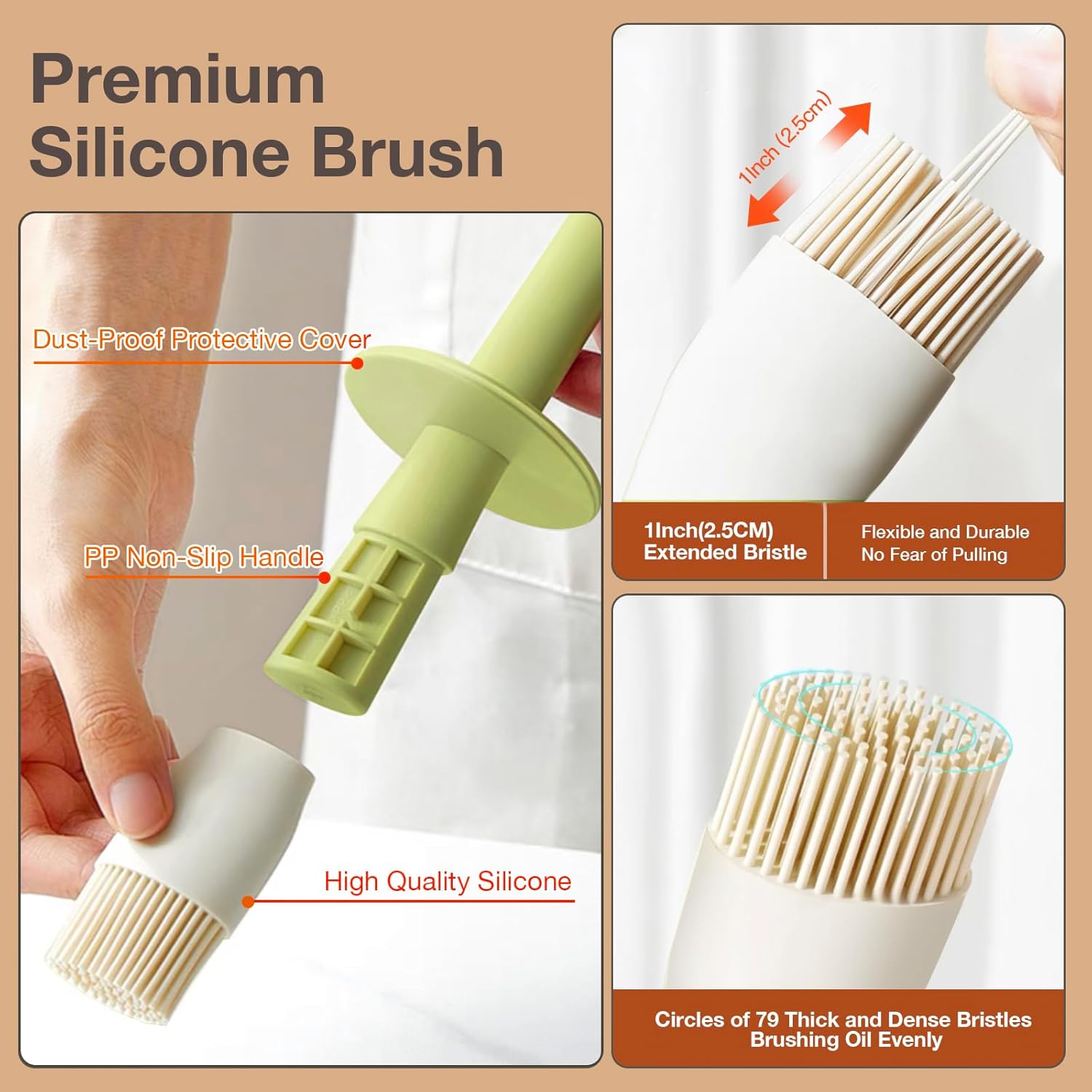 YARRAMATE Oil Dispenser with Brush - 300ml Glass Bottle & Silicone Basting Brush for Cooking | Green