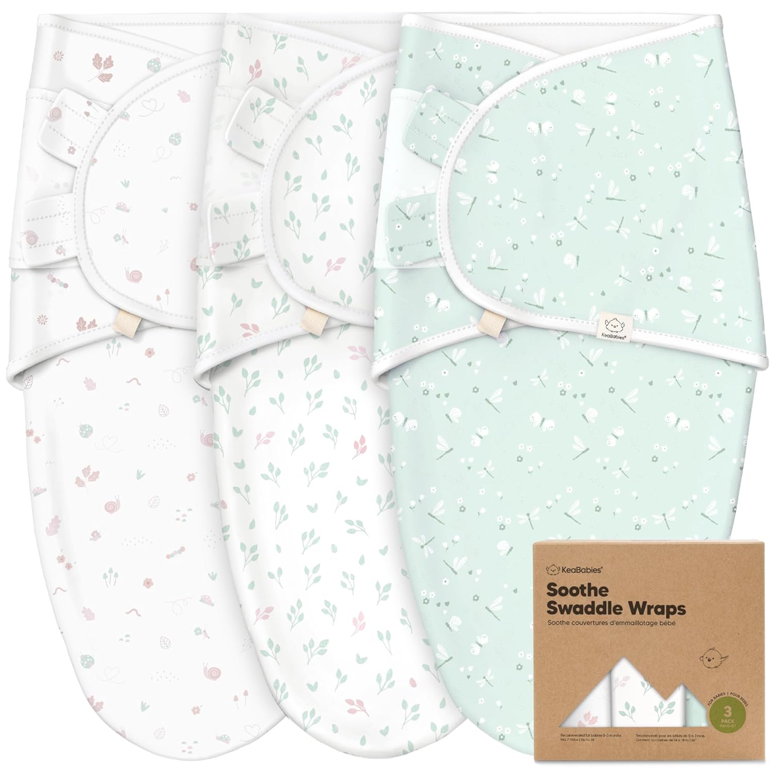 Skiennix Organic Baby Swaddle Sleep Sacks - Soft & Snug for Newborns 0-3 Months | 3-Pack (Garden, OS)