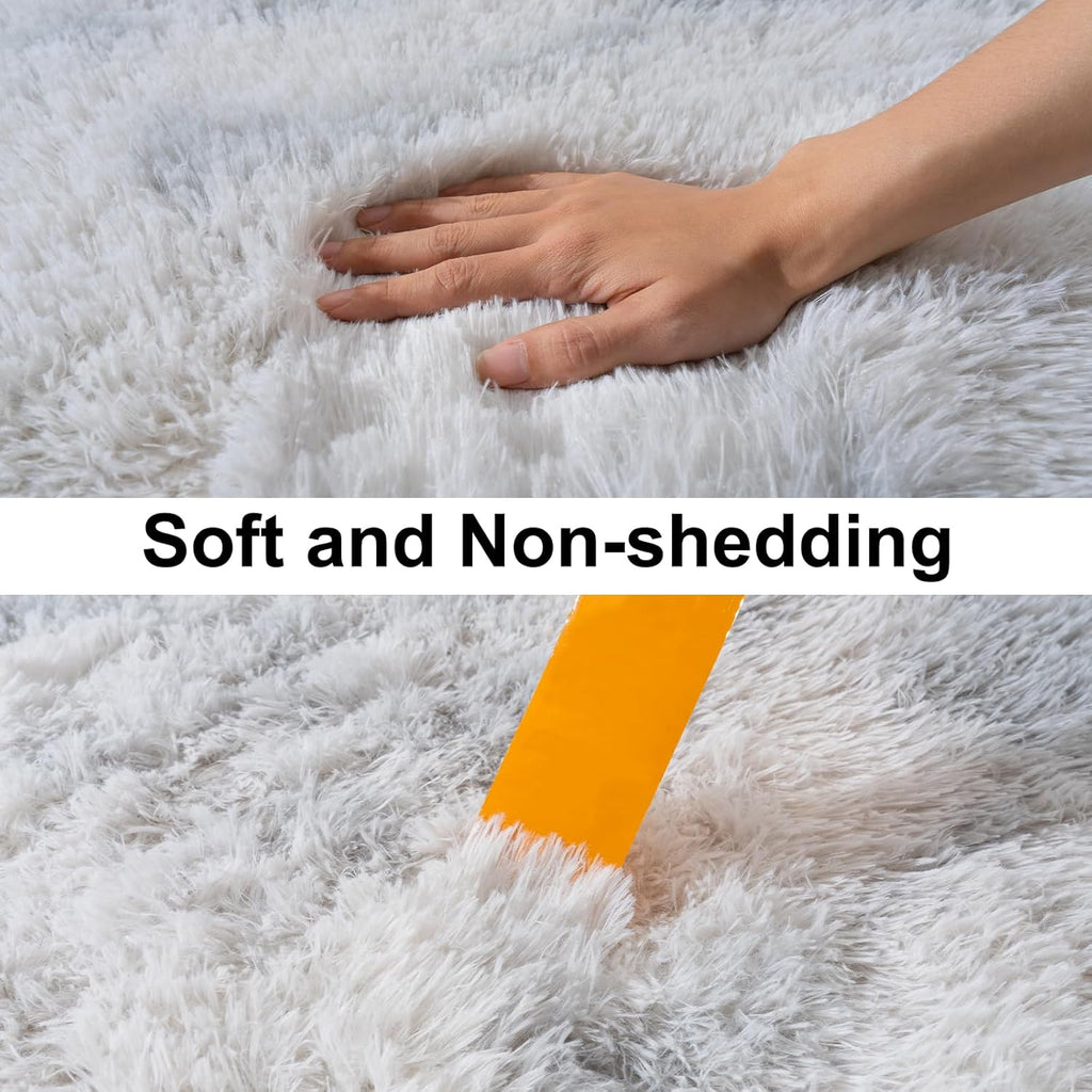 Skiennix Ultra Soft Runner Rug - Non-Slip Rubber Backing & Thick Memory Sponge | 2x3 Feet Tie-Dye Light Grey