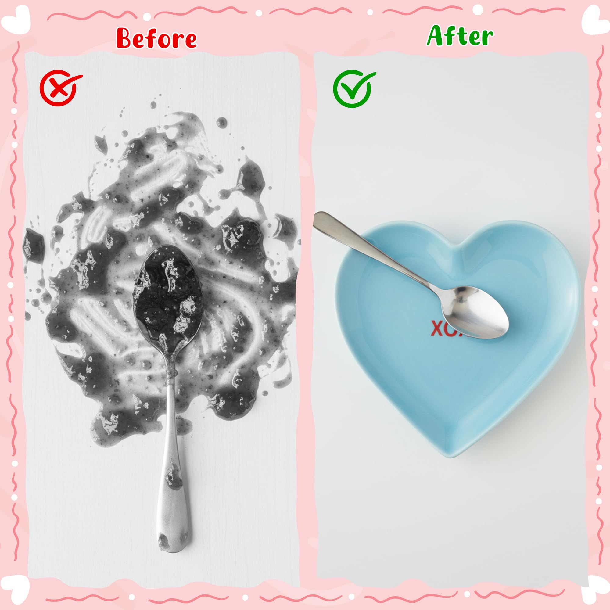 Valentine's Day Ceramic Spoon Rest for Stovetop - 4Pcs Conversation Heart Spoon Rest Set Heart Shape Cooking Ladle Holders Sauce Dishes Utensil Rests for Kitchen Countertop Decor Valentines Gift Favor