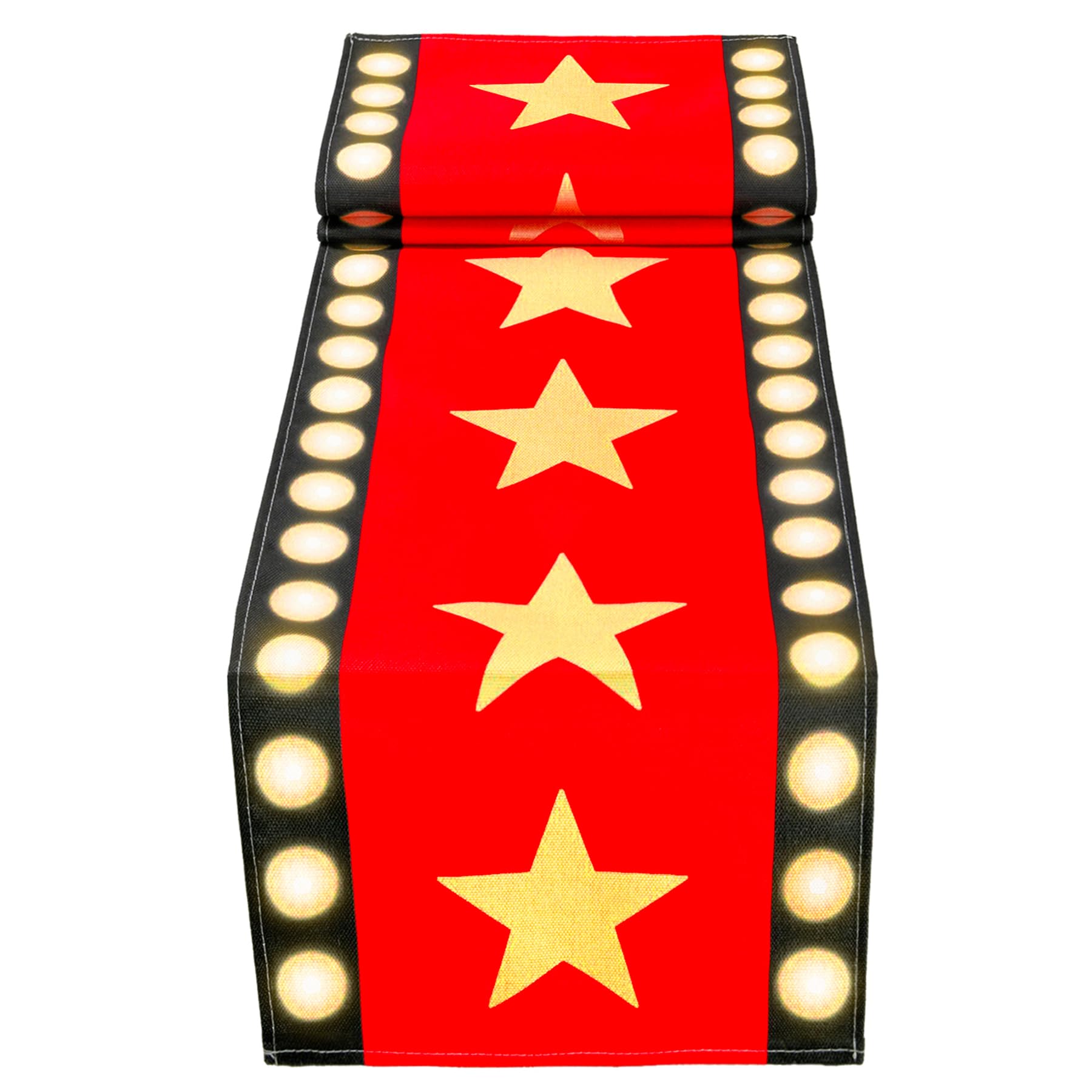 13 x 72 Inch Movie Night Table Runner with Gold Star Design - Red Carpet Decoration for Birthday Party Supplies（red）